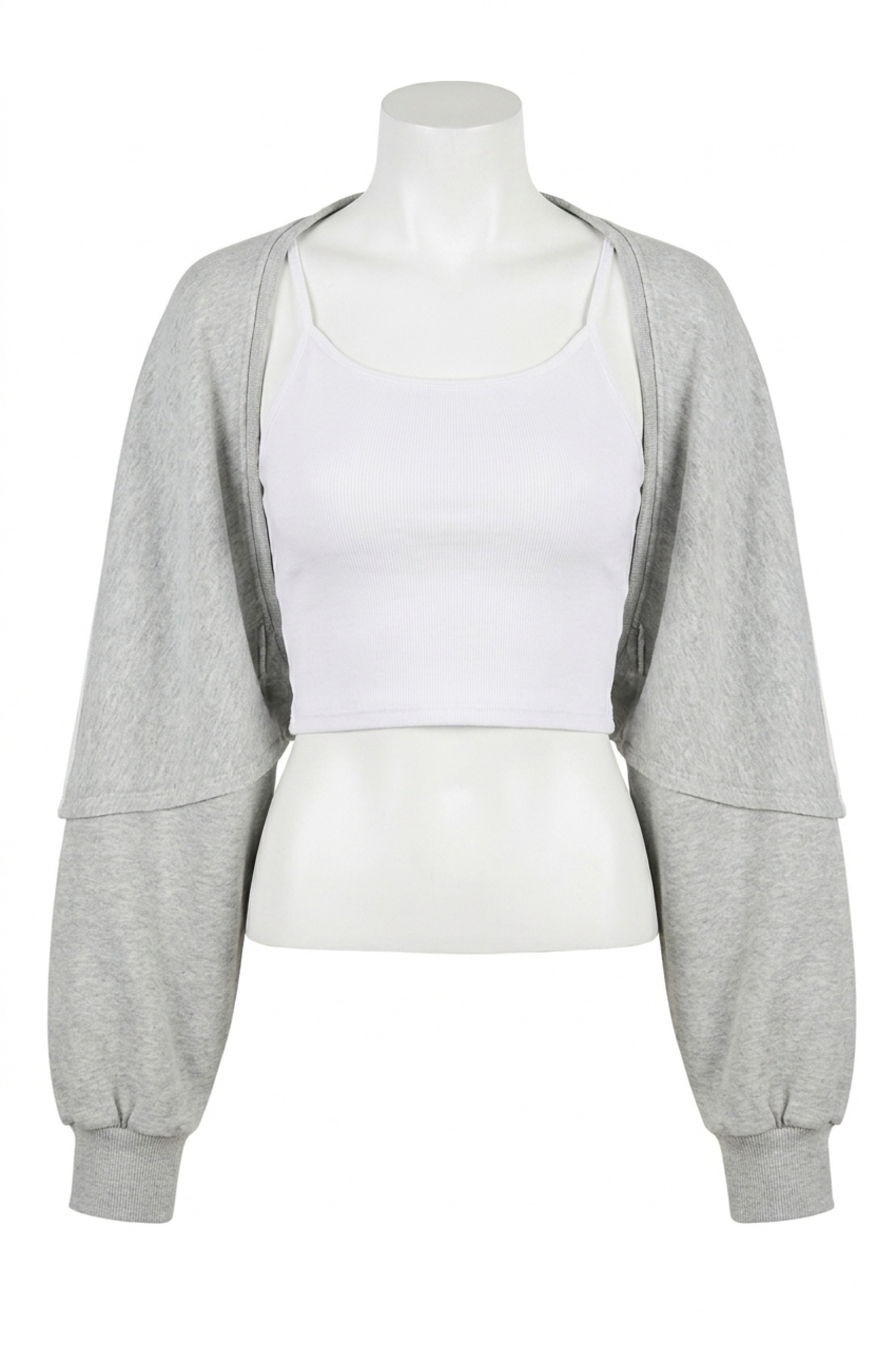 NEW BLUIVY fleece lined shrug cardigan in heather grey